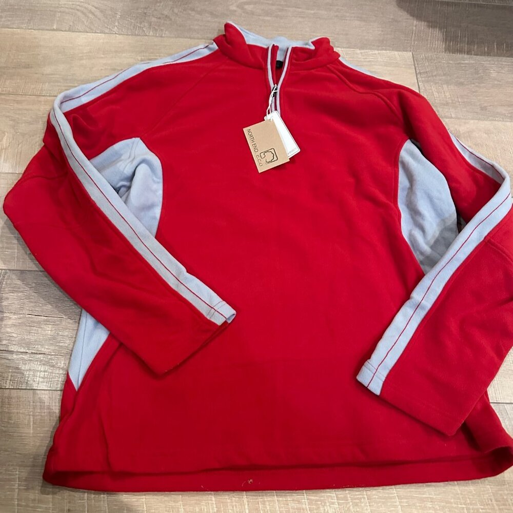 NORTH END MENS RED AND GRAY 3/4 ZIP PULLOVER NEW LARGE